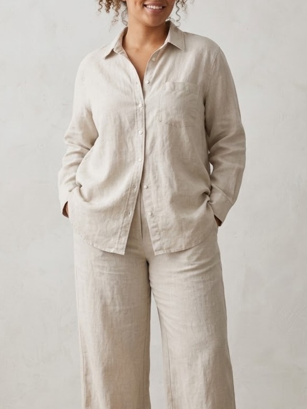 Linen Blend Light Beige Top